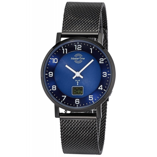 Master Time MTLS-10742-32M Damen-Funkuhr mit Milanaiseband Schwarz