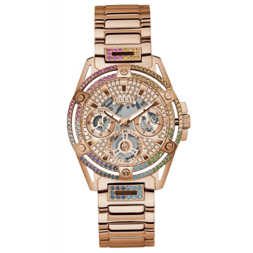 Guess GW0464L5 Damenuhr Queen Multifunktion Roségoldfarben/Regenbogen