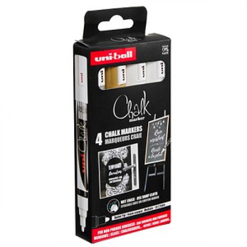 uni-ball Chalk PWE-5M Kreidemarker farbsortiert 1,0 - 2,0 mm, 4 St.