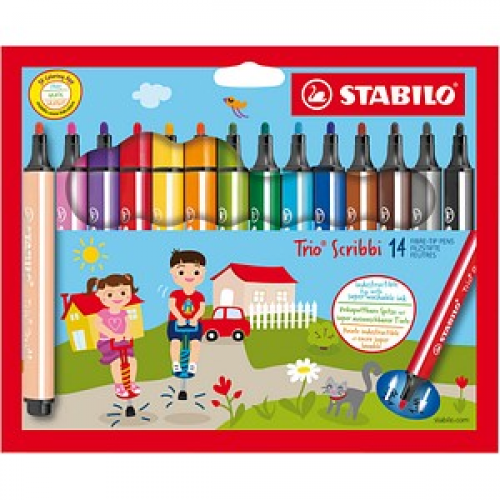 STABILO Trio® Scribbi Filzstifte farbsortiert, 14 St.