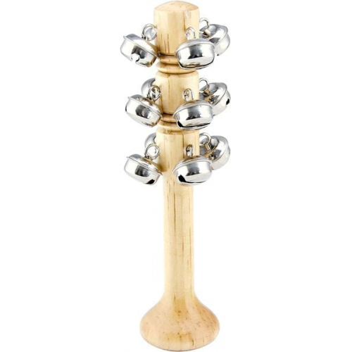 Bino 86561 - Schellenstab mit 12 Schellen, Holz/Metall, Länge: 18,5 cm, Musikinstrument