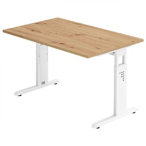 HAMMERBACHER OS 12 höhenverstellbarer Schreibtisch asteiche rechteckig, C-Fuß-Gestell weiß 120,0 x 80,0 cm