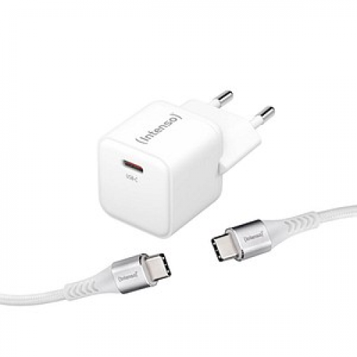 Intenso W30C + C315C USB-C Kabel GaN-Ladeadapter weiß, 30 Watt