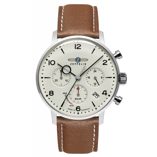 Zeppelin 8086-5_n Herrenuhr Solar Chronograph LZ129 Hindenburg Braun