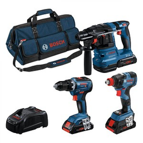 AKTION: BOSCH Professional Profi Set 18V Akku-Bohrhammer-Set 18,0 V, mit 3 Akkus mit Prämie nach Registrierung