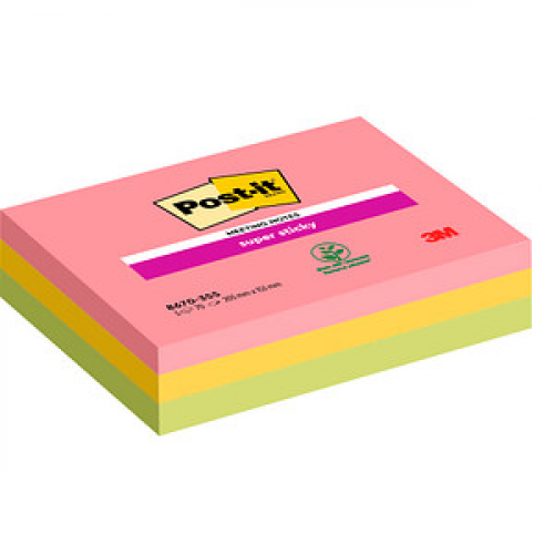 Post-it® Super Sticky Meeting Notes Haftnotizen extrastark farbsortiert, 3 Blöcke