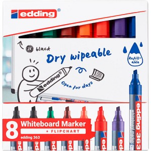 edding 363 Whiteboard-Marker farbsortiert 1,0 - 5,0 cm, 8 St.