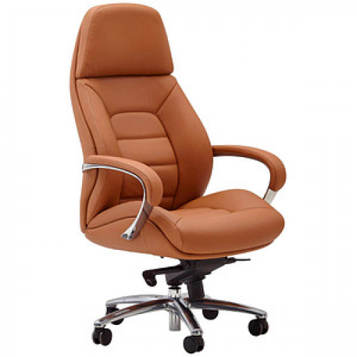 AMSTYLE XXL Chefsessel, SPM1.436 Leder braun, Gestell alu