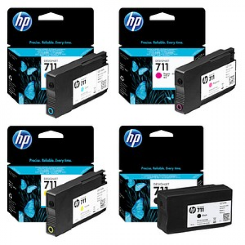 HP 711 (CZ129A/CZ130A/CZ131A/CZ132A) schwarz, cyan, magenta, gelb Druckerpatronen, 4er-Set