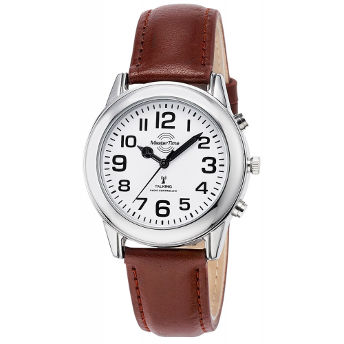 Master Time MTGA-10806-12L Sprechende Herren-Funkuhr mit Lederband