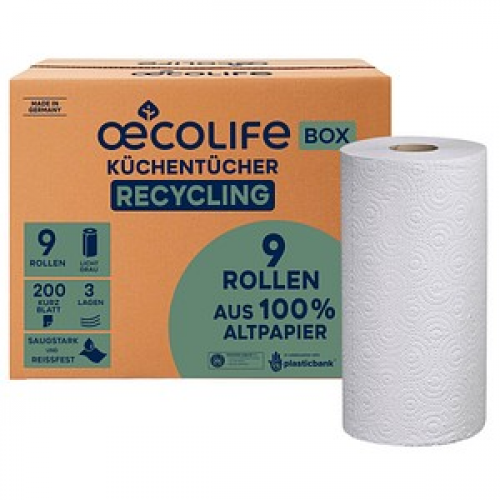 FRIPA Küchenrollen OECOLIFE 3-lagig, 9 Rollen