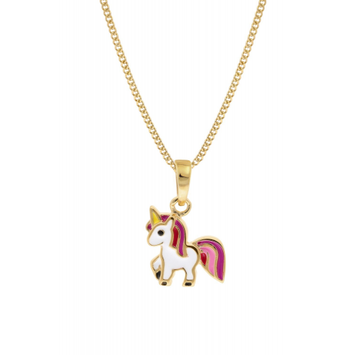 trendor 68433 Kinder-Anhänger Gold 333 Einhorn mit goldplattierter Silberkette