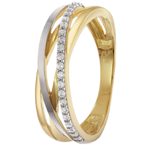 trendor 28016 Damenring 925 Silber Vergoldet Bicolor Zirkonia-Ring