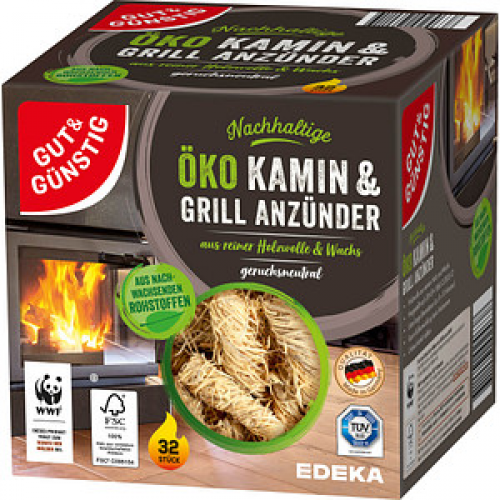 GUT&GÜNSTIG Kamin- & Grillanzünder braun 32 St.