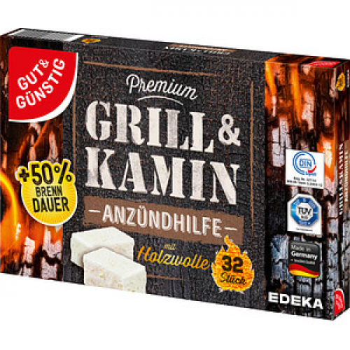 GUT&GÜNSTIG Kamin- & Grillanzünder Premium weiß 32 St.