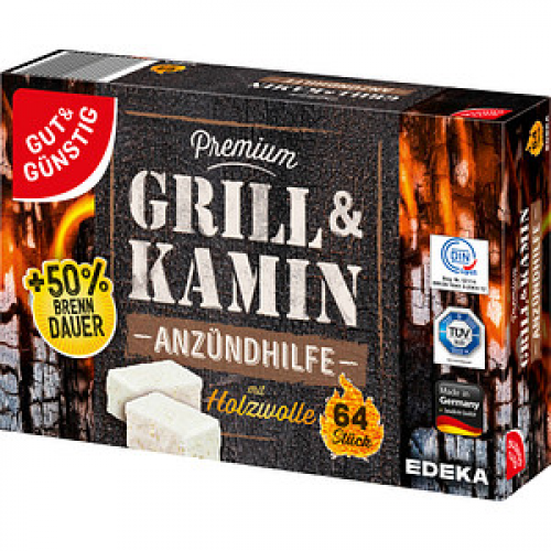 GUT&GÜNSTIG Kamin- & Grillanzünder Premium weiß 64 St.