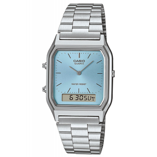 Casio AQ-230A-2A1MQYES Collection Edgy Armbanduhr Ana-Digi Stahl/Hellblau