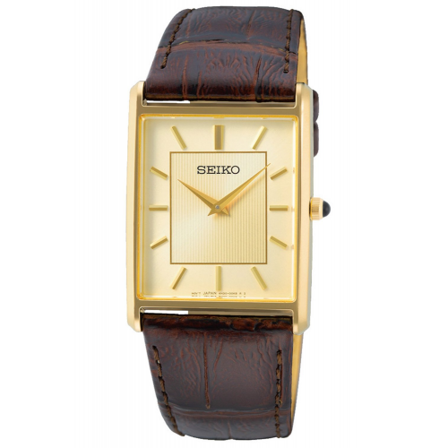 Seiko SWR064P1 Herrenuhr mit Lederband Braun/Goldfarben