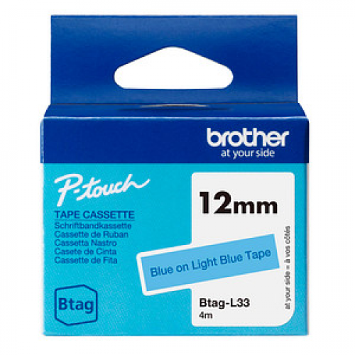 brother Schriftband Btag Btag-L33 BTAGL33, 12 mm blau auf blau