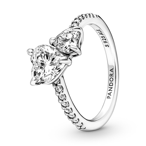 Pandora 191198C01 Silberring für Damen Funkelnde Herzen Solitär