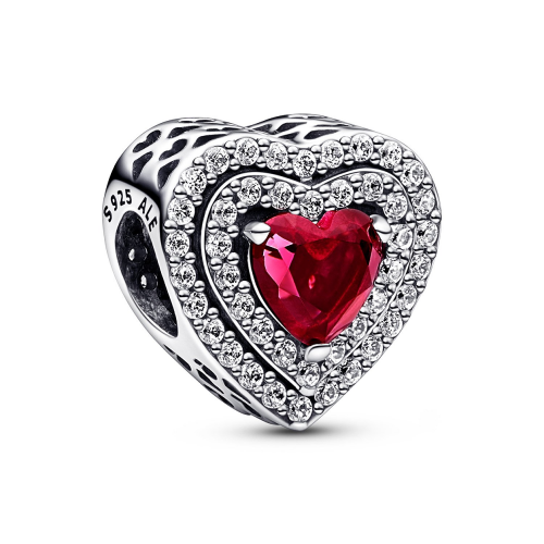 Pandora 799218C02 Silber Charm Funkelndes Rotes Herz