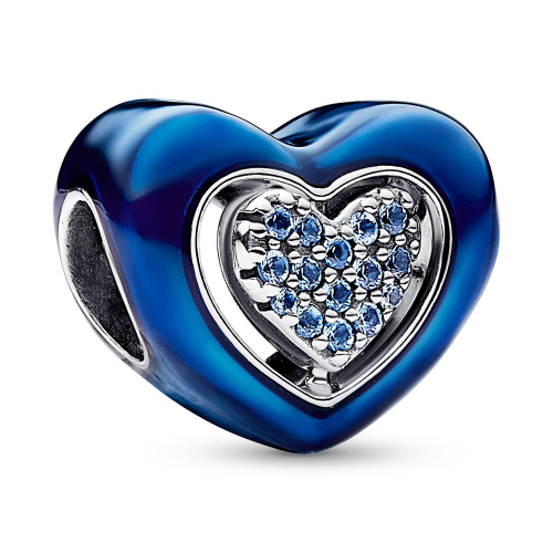 Pandora 792750C01 Bead-Charm Silber Blaues Drehbares Herz