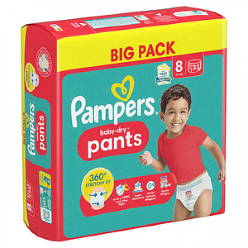 Pampers® Windeln baby-dry™ BIG PACK  Größe Gr.8 (19+ kg) für Kids und Teens , 33 St.