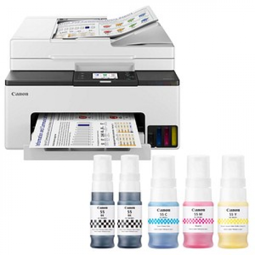 Canon MAXIFY GX2050 inkl. Tintenflaschen mit 2x BK, je 1x CMY 4 in 1 Tintenstrahl-Multifunktionsdrucker grau