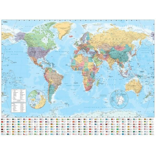 Collins Maps - Collins World Wall Laminated Map