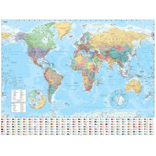 Collins Maps - Collins World Wall Paper Map