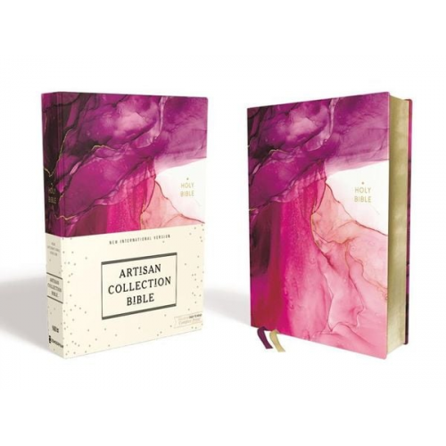 Zondervan - Niv, Artisan Collection Bible, Cloth Over Board, Pink, Art Gilded Edges, Red Letter Edition, Comfort Print