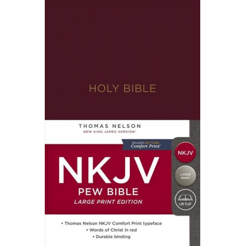 Thomas Nelson - NKJV, Pew Bible, Large Print, Hardcover, Burgundy, Red Letter Edition