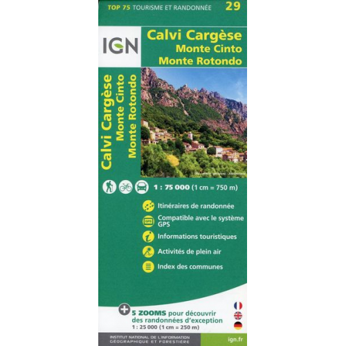 Collectif Ign - Calvi Cargèse Monte Cinto Monte Rotondo 1:75000