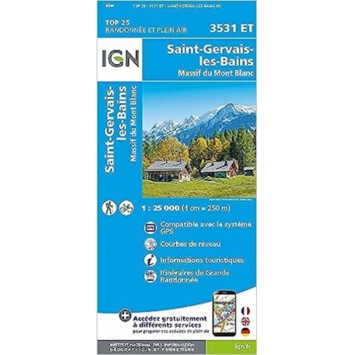 Collectif Ign - 3531ET SAINT-GERVAIS - LES BAINS Topographische Wanderkarte Frankreich 1:25.000 TOP 25 IGN