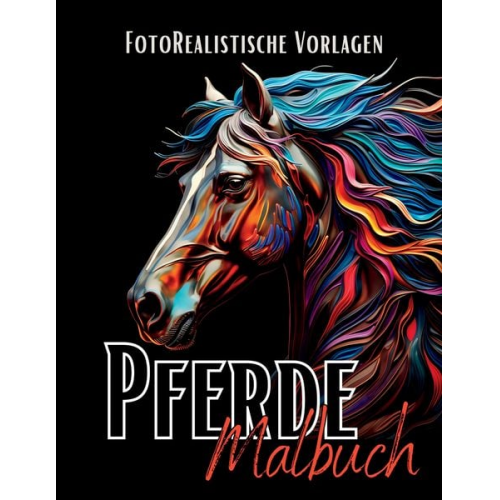 Lucy´s Schwarze Malbücher - Pferde Malbuch „Fotorealistisch“.