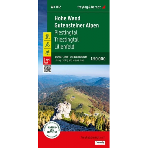 Hohe Wand - Gutensteiner Alpen, Wander-, Rad- und Freizeitkarte 1:50.000, freytag & berndt, WK 012