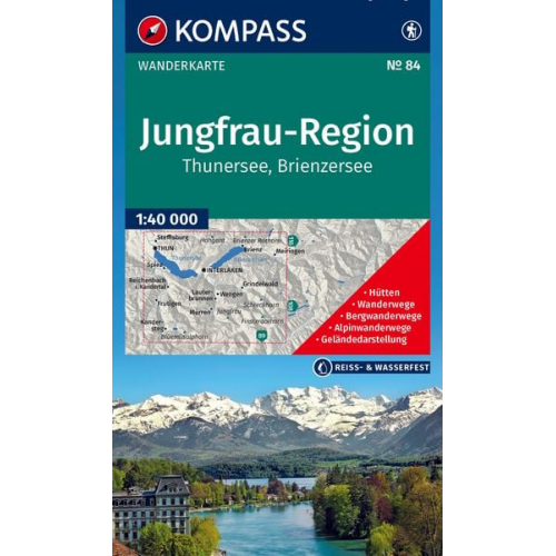 KOMPASS Wanderkarte 84 Jungfrau-Region, Thunersee, Brienzersee 1:40.000