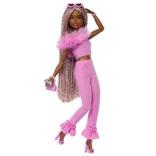 Barbie Deluxe Style-Puppe Nr. 4 mit weichem rosafarbenem Jumpsuit und rosa und