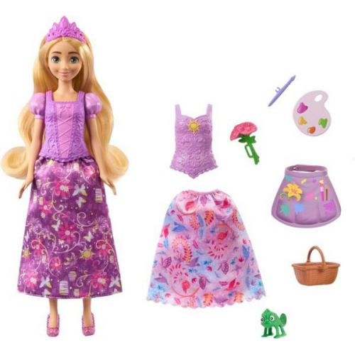 Disney Princess 2-in-1-Geschichten Rapunzel-Modepuppe mit 2 Oberteilen zum Ank