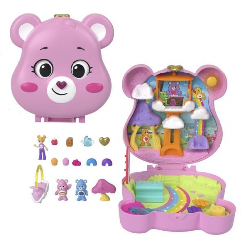 Polly Pocket x Glücksbärchi Puppen & Spielset mit Spielzeugauto und thematisch