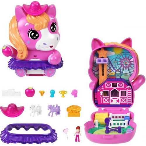 Polly Pocket Pony-Rodeo, Spielset mit 1 kleinen Puppe und Pferdchen, Spielzeug