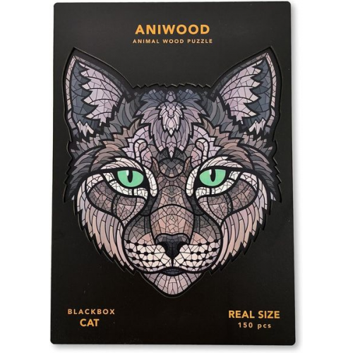 BestSaller J7403M - Aniwood Animal Wood Puzzle, Katze M, Holz-Puzzle, 150 Teile