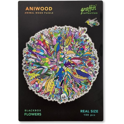 BestSaller J7404M - Aniwood Puzzle, Graffiti Collection, Flowers, Holz-Puzzle, 150 Teile, Blumen Mandala