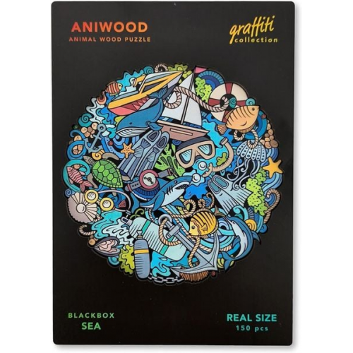 BestSaller J7407M - Aniwood Puzzle, Graffiti Collection, Sea, Holz-Puzzle, 150 Teile, Meer Mandala