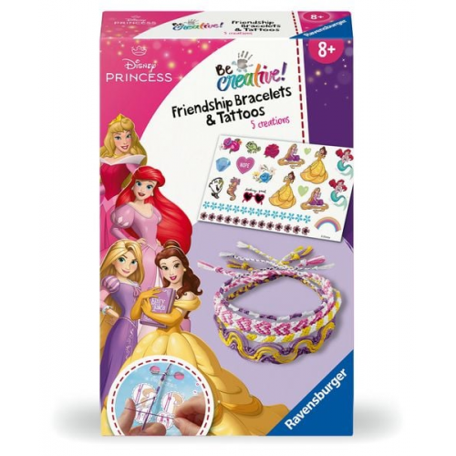 Ravensburger BeCreative 23963 Bastelset Freundschaftsbändchen & Tattoos Disney Prinzessinnen, DIY für Kinder ab 8 Jahren