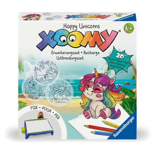 Ravensburger Xoomy Erweiterungsset Happy Unicorns 25987 - Erweiterungsset für den Xoomy Midi oder Maxi, Xoomy Erweiterung mit 20 neuen Motiven