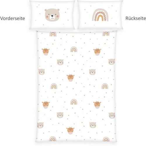 Herding 2685359063 - babybest® Flanell-Bettwäsche, Little Friends, Baumwolle, 40x60/100x135 cm