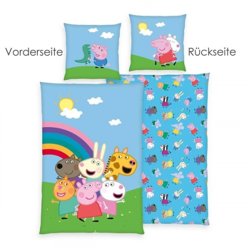 Peppa Pig 4486424050 - Bettwäsche, 80x80 cm + 135x200 cm, 100% Baumwolle