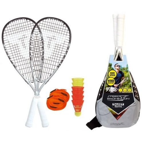 MTS 490117 - Speed-Badminton Set SPEED 7700 im Slingbag, 2 Graphit-Rackets, 6 Bälle, black/silver