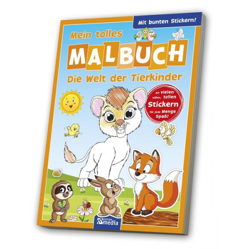 Malbuch mit Stickern: Tierkinder